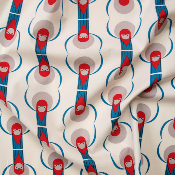 ORGANIC COTTON - Birch Organic Fabric Poplin - Charley Harper Discovery Place Red Crested Cardinal