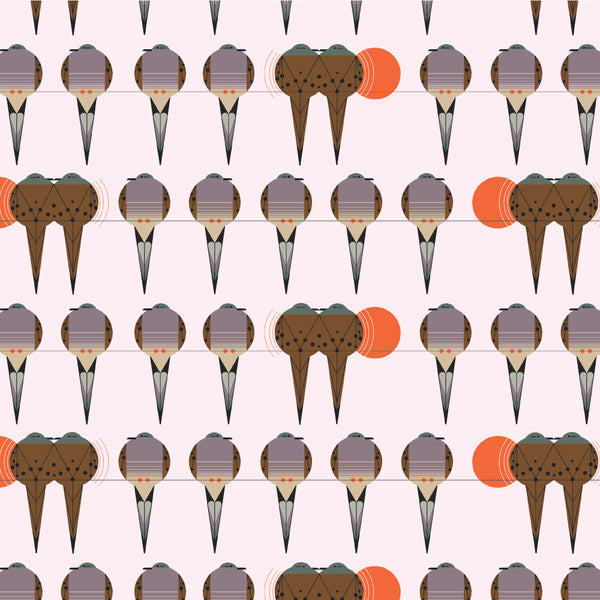 ORGANIC COTTON - Charley Harper - Lovey Dovey Poplin - Birch Organic Fabric