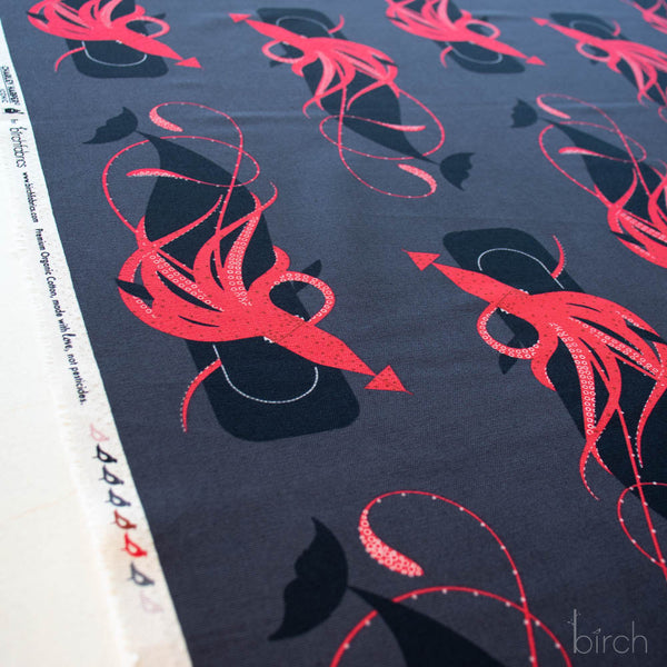 Organic Canvas COTTON - 48/50" CANVAS - Charley Harper Iconic - Squid And Whale - Birch Organic Fabrics (1/2 yard)