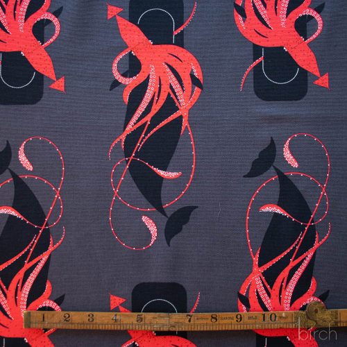 Organic Canvas COTTON - 48/50" CANVAS - Charley Harper Iconic - Squid And Whale - Birch Organic Fabrics (1/2 yard)