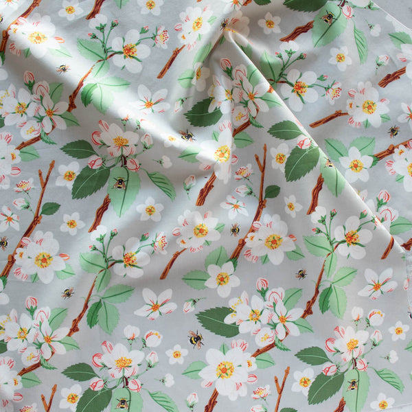 ORGANIC COTTON  - Birch Organic Fabric Poplin - Flowering Trees - Apple Blossom