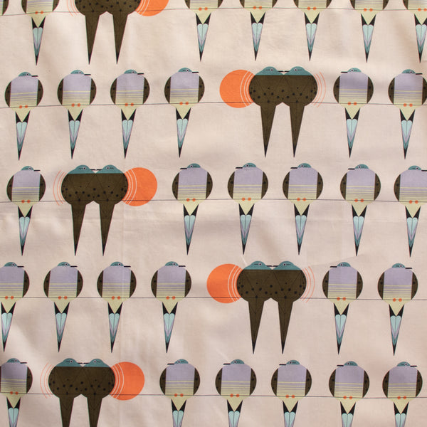 ORGANIC COTTON - Charley Harper - Lovey Dovey Poplin - Birch Organic Fabric