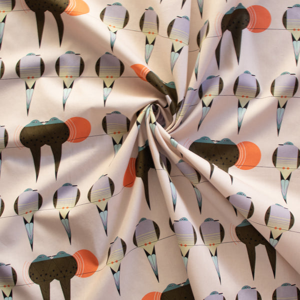 ORGANIC COTTON - Charley Harper - Lovey Dovey Poplin - Birch Organic Fabric