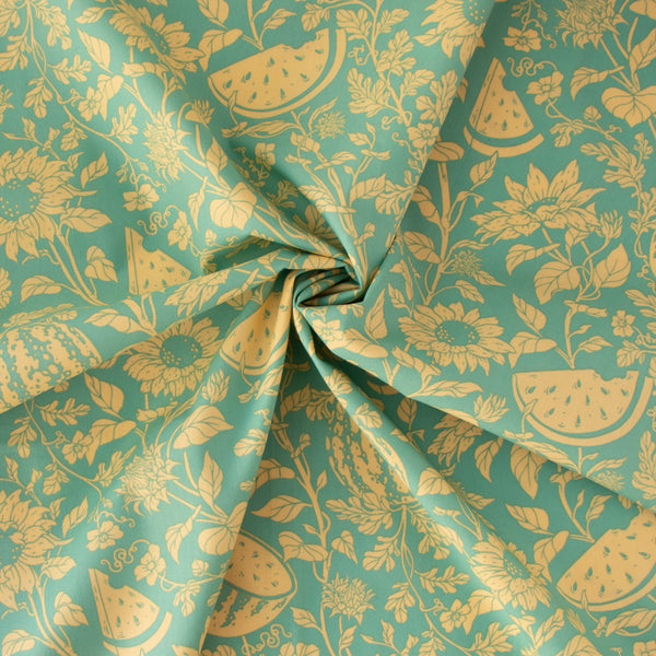 ORGANIC COTTON - Birch Organic Fabric Poplin - Bountiful By Mustard Beetle; Summer Fruit Tonal SKY