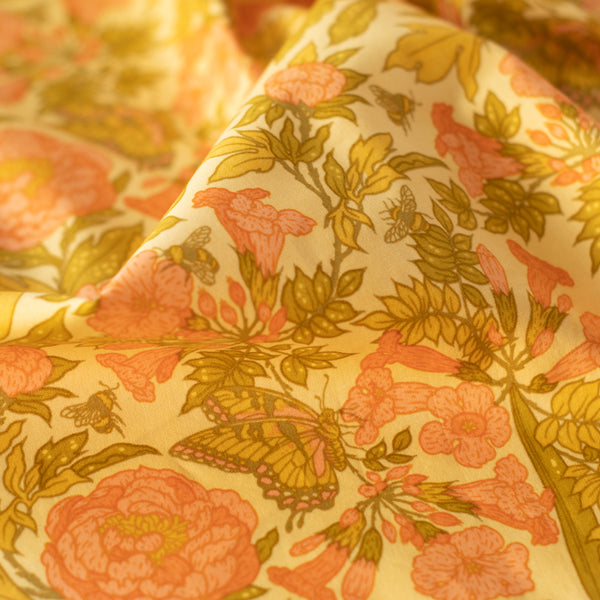 ORGANIC COTTON -  Bountiful Poplin - Peonies DEW by Mustard Beetle - Birch Organic Fabric