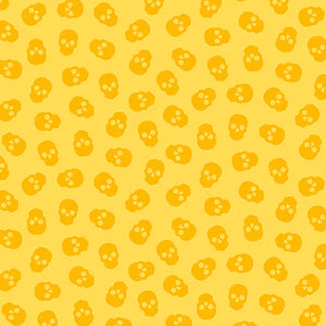 COTTON - Andover - the watcher - tainted love skulls by Libs Elliot - Yellow