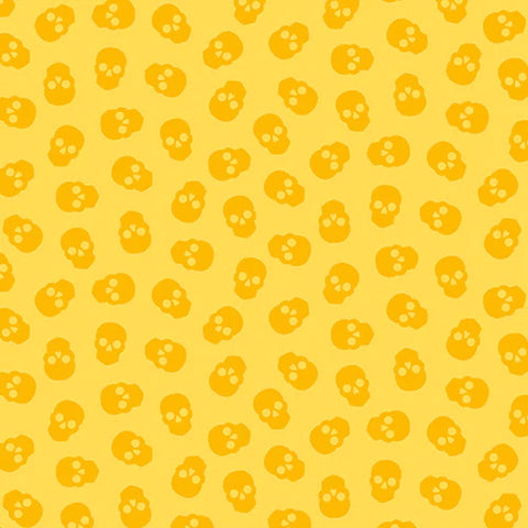 COTTON - Andover - the watcher - tainted love skulls by Libs Elliot - Yellow