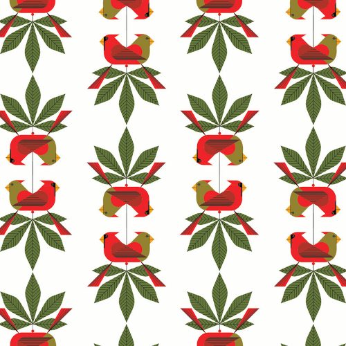 ORGANIC COTTON - Charley Harper Holiday Best Vol 2 - Cardinal Consort - Birch Organic Fabric