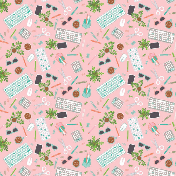 COTTON - Camelot - Home Office Collection - Desk Flat Lay Pink