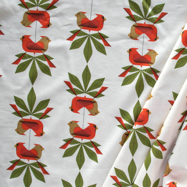 ORGANIC COTTON - Charley Harper Holiday Best Vol 2 - Cardinal Consort - Birch Organic Fabric