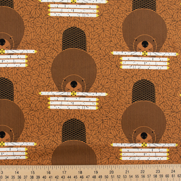 ORGANIC COTTON - quilting/poplins - Charley Harper - Lakehouse vol.3 - Dam Diligent - Birch Organic Fabric (1/2 yard)
