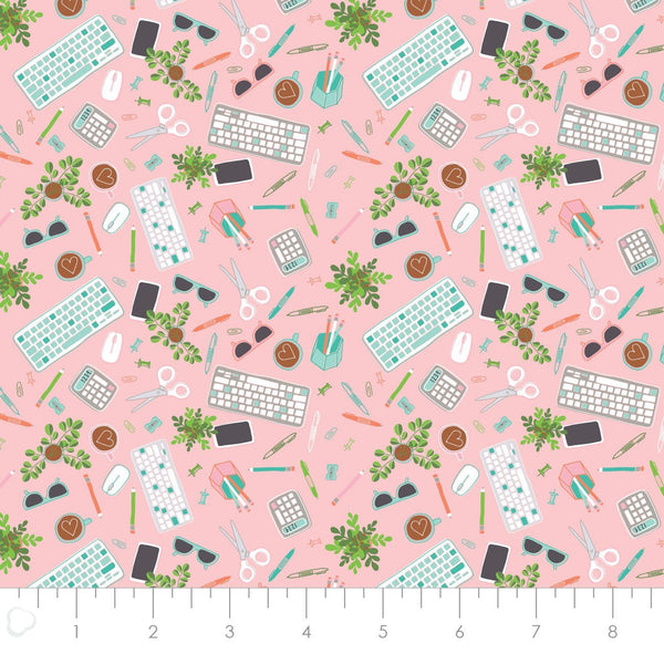 COTTON - Camelot - Home Office Collection - Desk Flat Lay Pink