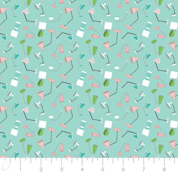 COTTON - Camelot - Home Office Collection - Get Lit Toss Turquoise
