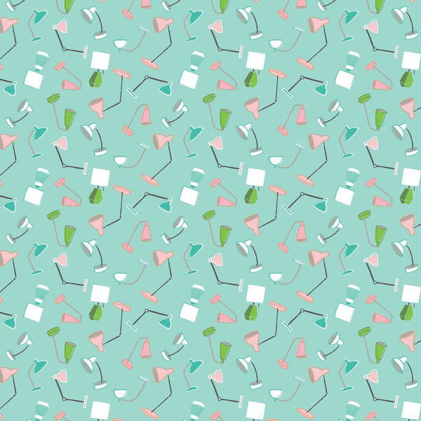 COTTON - Camelot - Home Office Collection - Get Lit Toss Turquoise