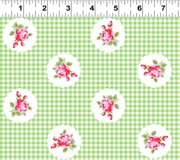 COTTON - Janey Floral on Light Green - Clothworks
