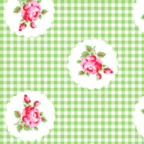 COTTON - Janey Floral on Light Green - Clothworks