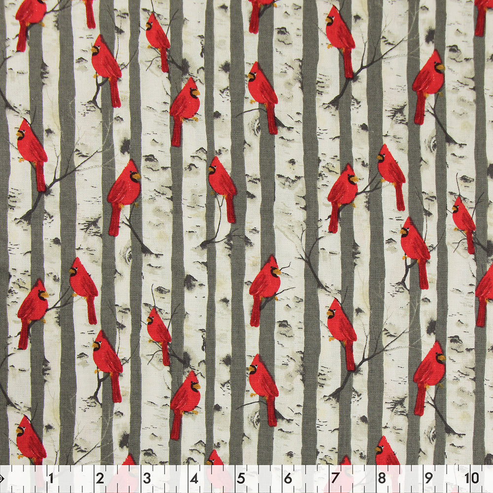 COTTON - Fabric Creations - Small Cardinal in Birches