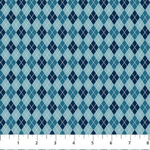 COTTON - Northcott - Hole In One - Teal Navy Small Argyle