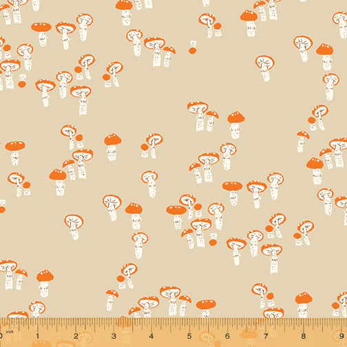 COTTON - Heather Ross - Far Far Away 3 - Mushrooms - Grey