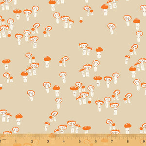 COTTON - Heather Ross - Far Far Away 3 - Mushrooms - Grey