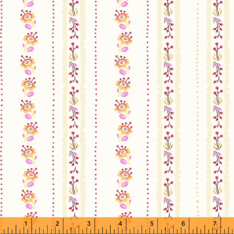 COTTON - Heather Ross - West Hill - Floral Stripe - Lilac