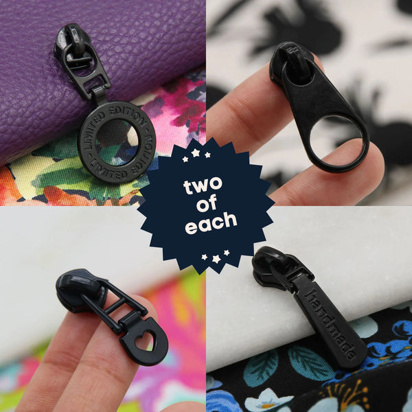 Back To Black Zipper Pull BUNDLE - BLACK - Size #5 - pkg of 8