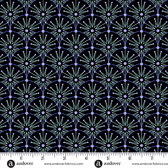 COTTON - Andover - Century Prints Deco Frost Winter Clamshells - Black Ice  - Giucy Giuce