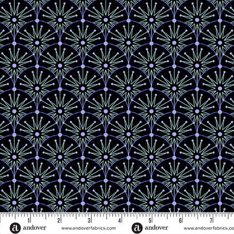 COTTON - Andover - Century Prints Deco Frost Winter Clamshells - Black Ice  - Giucy Giuce