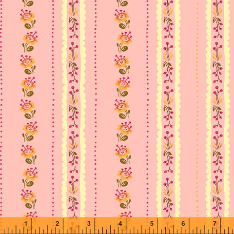 COTTON - Heather Ross - West Hill - Floral Stripe - Pink