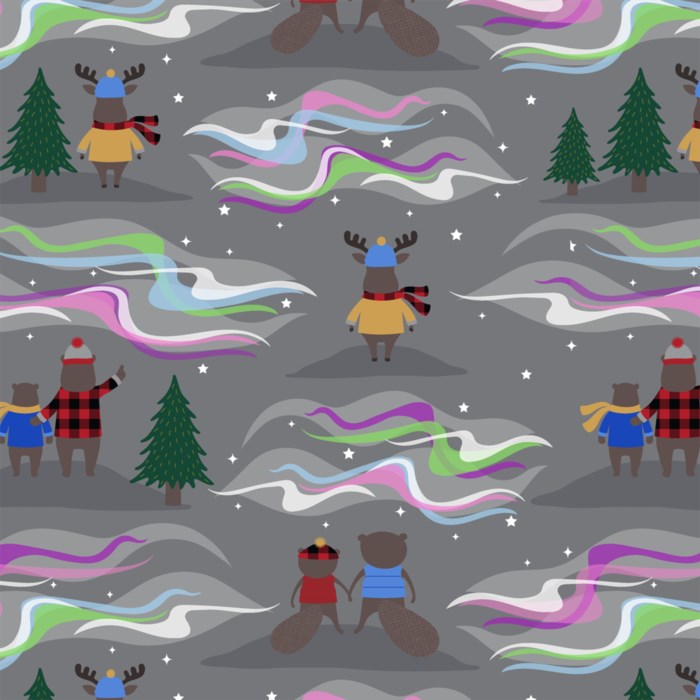 COTTON - Robert Kaufman -  PURELY CANADIAN EH: UNDER THE NORTHERN LIGHTS - Northern Lights - Grizzly