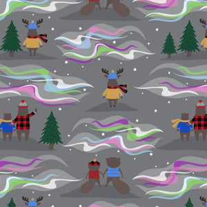 COTTON - Robert Kaufman -  PURELY CANADIAN EH: UNDER THE NORTHERN LIGHTS - Northern Lights - Grizzly