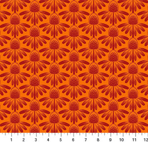 COTTON - Anna Maria Textiles - Indelible - Coneflower - Tangerine