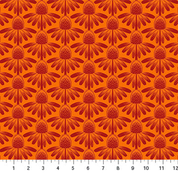 COTTON - Anna Maria Textiles - Indelible - Coneflower - Tangerine