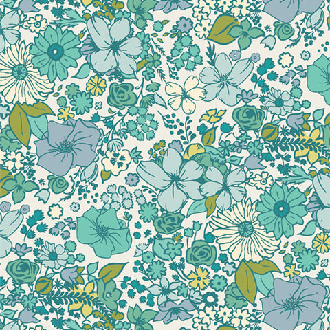 COTTON - Art Gallery Fabrics - Bloomcore - Fashion Scent - Lagoon