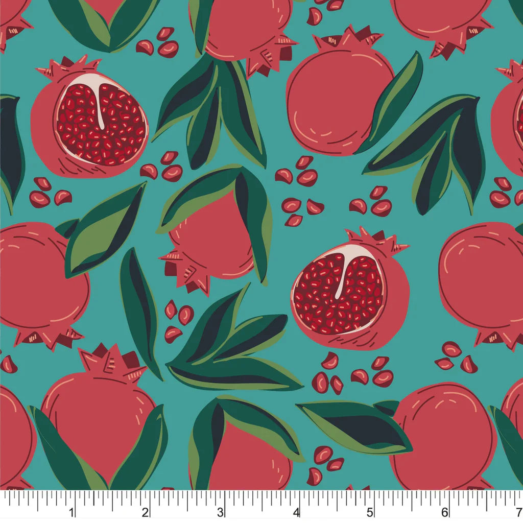 COTTON - Phoebe Fabrics - Bright Poms - Pomegranate Splash