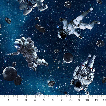 COTTON - Northcott - Universe Navy Astronauts