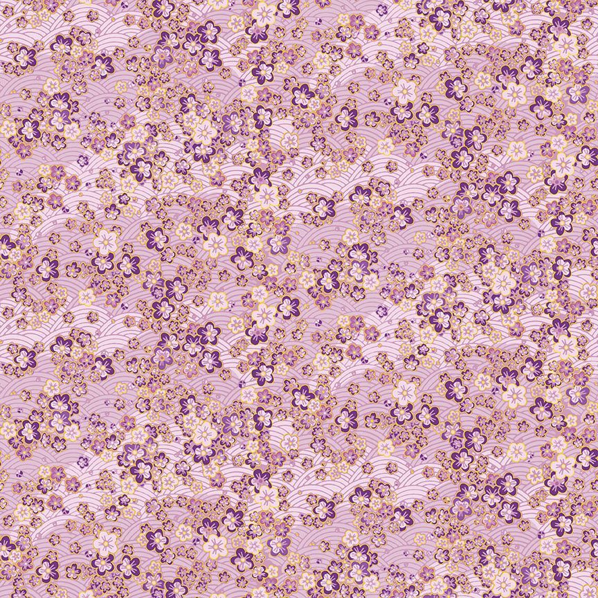COTTON - Timeless Treasures - Shizuka Weave and Florals - Pink with matallic accents