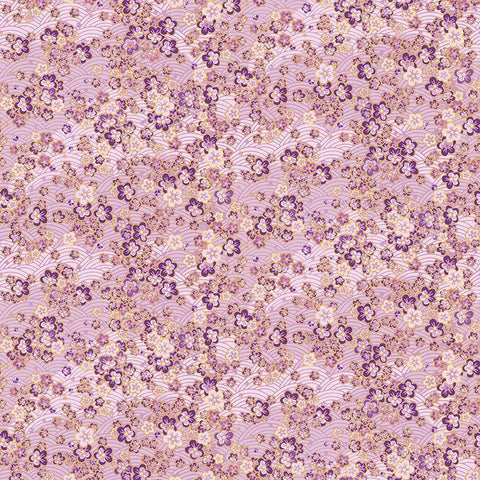 COTTON - Timeless Treasures - Shizuka Weave and Florals - Pink with matallic accents