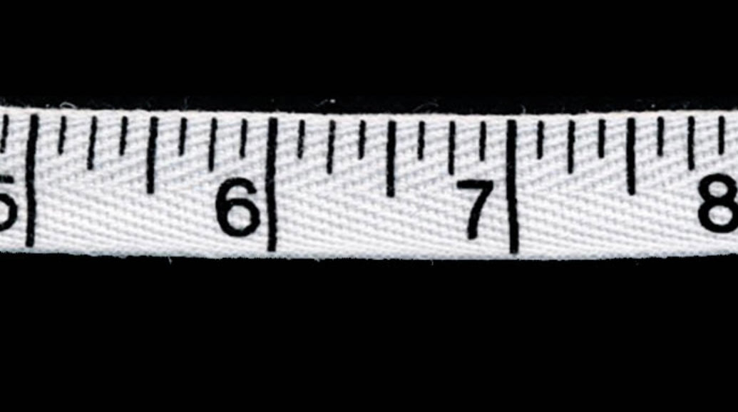 White (double sided) “Measuring Tape” Printed Twill Tape Ribbon, 9/16, 13mm (1/2 yard)