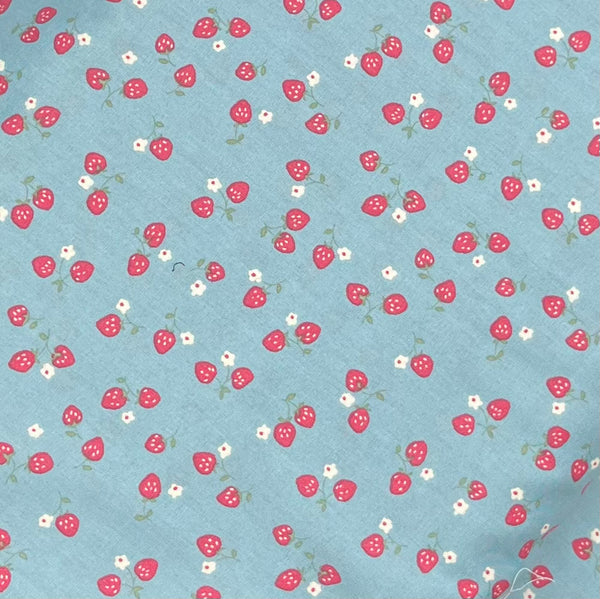 COTTON - Sevenberry - handworks by Maya Ootani- 10433 C Blue Strawberries