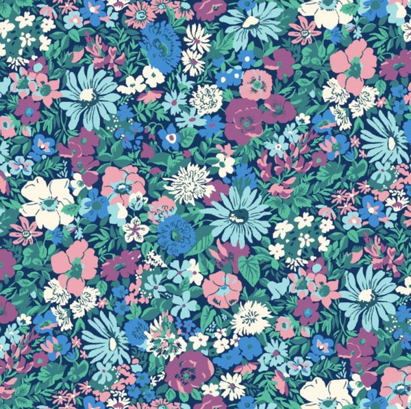 COTTON - Liberty Fabrics - Flower Show Midnight Garden Malvern Meadow E