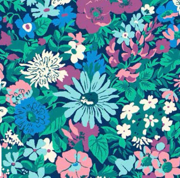 COTTON - Liberty Fabrics - Flower Show Midnight Garden Malvern Meadow E