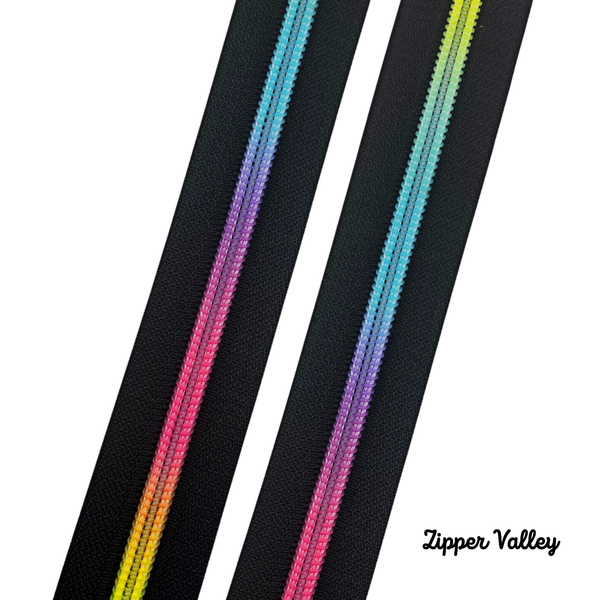 Rainbow Theory - Size #5 RAINBOW Nylon Coil Zipper Tape - pkg of 3 yards