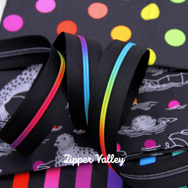 Rainbow Theory - Size #5 RAINBOW Nylon Coil Zipper Tape - pkg of 3 yards