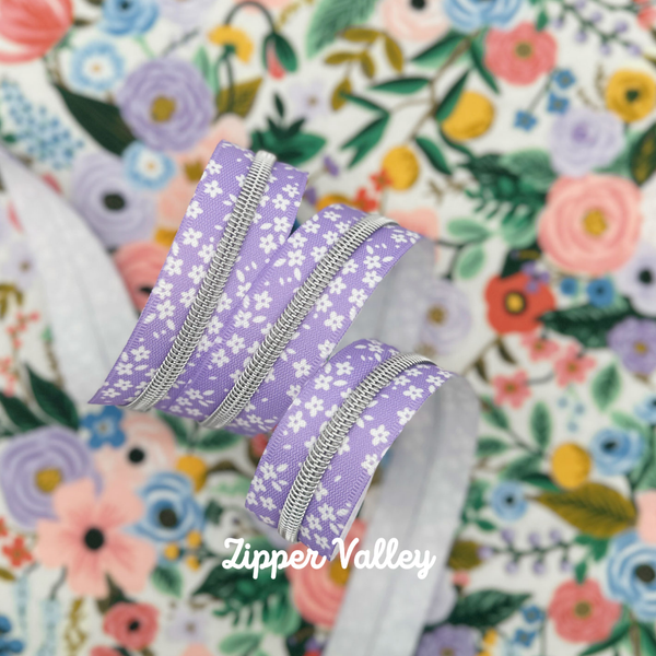 Lavender Field - Size #5 SILVER Nylon Coil Zipper Tape - pkg of 3 yards