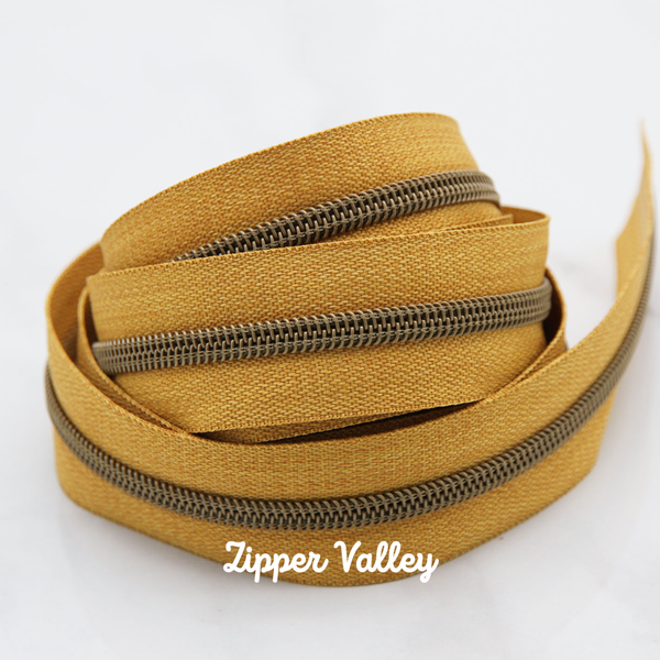Goldie Jean - Size #5 BRONZE Nylon Coil Zipper Tape - pkg of 3 yards