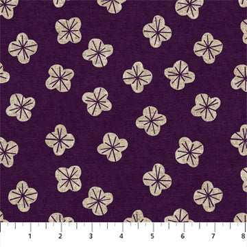 COTTON - FIGO fabrics - In The Dawn 55% linen/45% cotton - Tossed Buds Purple