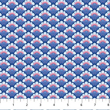 COTTON - Northcott - Willowberry Lane - Royal/Blue Scallop