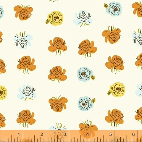 COTTON - Heather Ross - Far Far Away 2 - Roses - Aqua