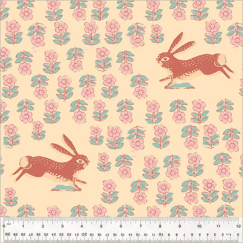 WIDEBACK COTTON - 100% cotton - 108" wide - Heather Ross Meadows - Rabbit Blush(1/2 yard)